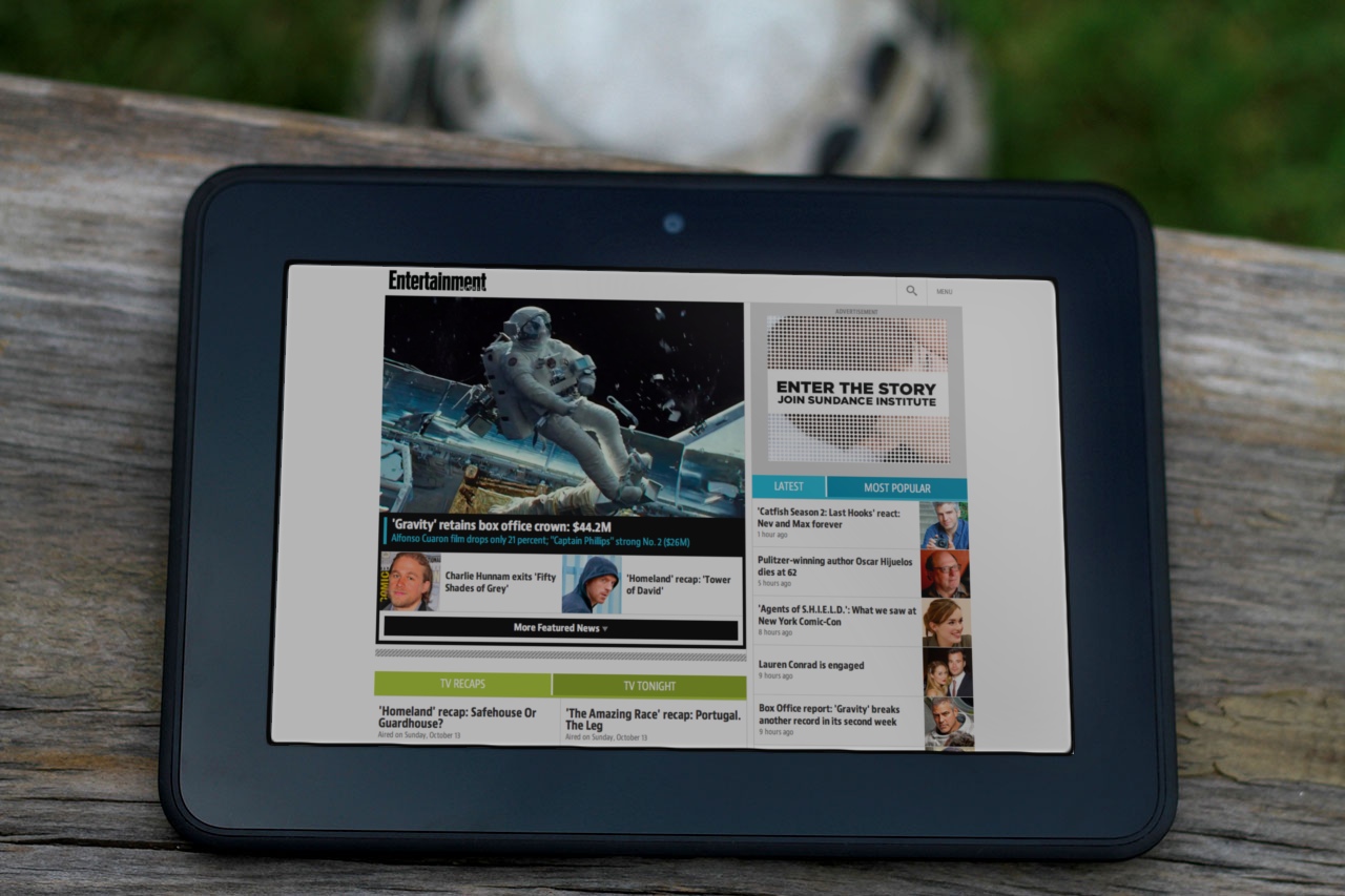 Entertainment Weekly on a wide tablet view